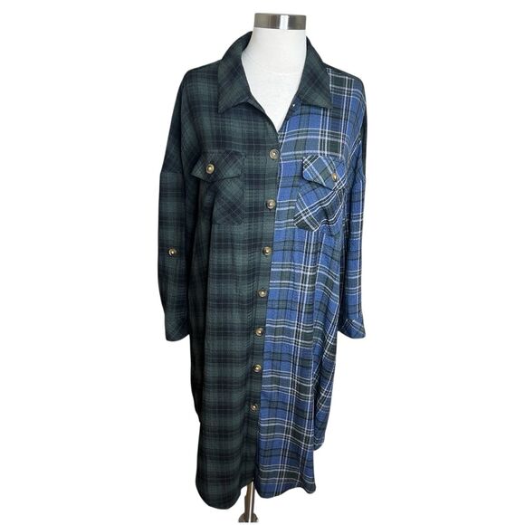 Torrid Tunic Shirt Womens 1X Plaid Multicolor Flannel Gauze Oversized Shacket - Picture 1 of 11